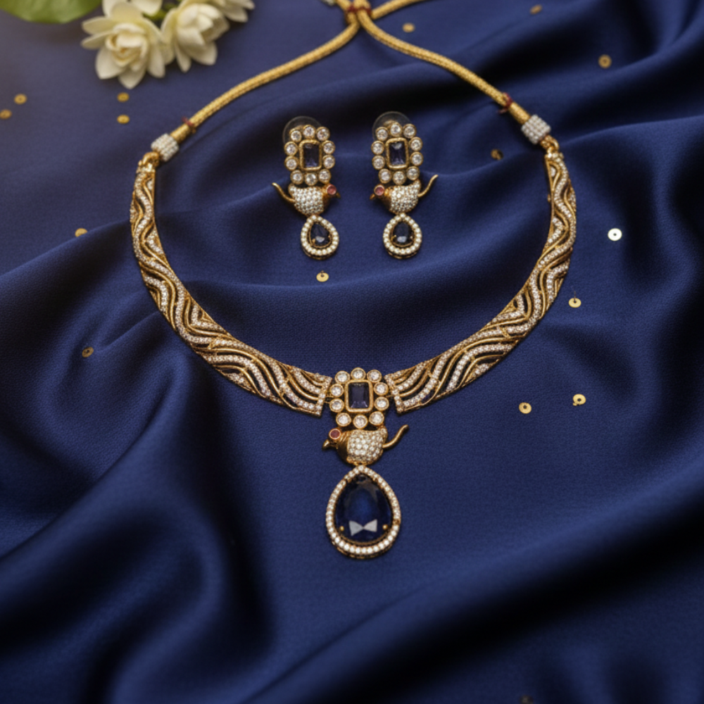 Aanya AD parrot Necklace - occasion set