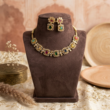 Premium multicolour AD stone necklace