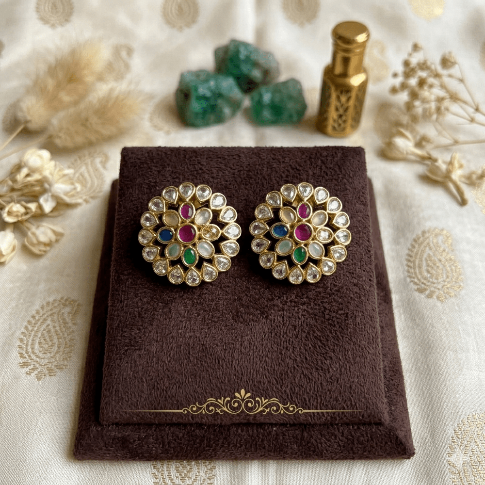 Premium Double layer multicolour Kundan stone necklace- occasion wear