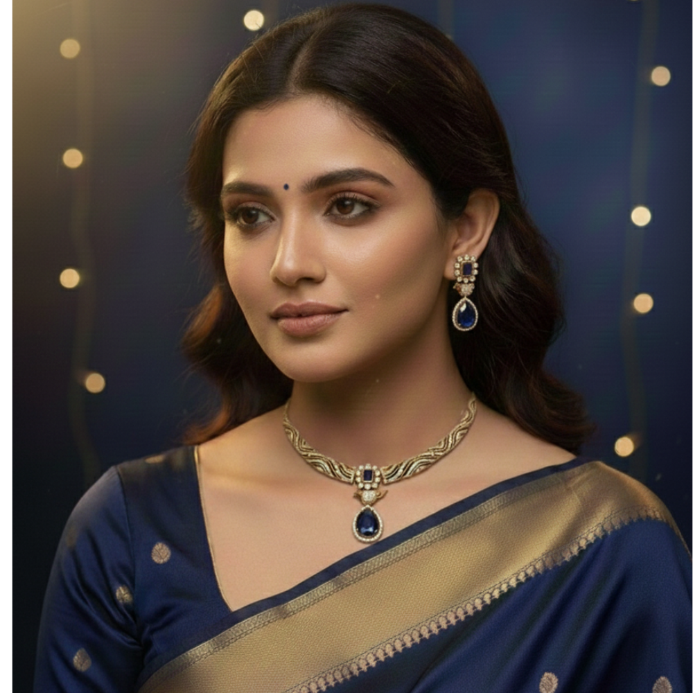 Aanya AD parrot Necklace - occasion set