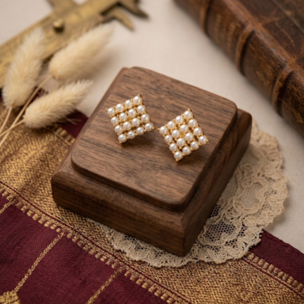 Premium Impon Pearl & Ruby Stone Earrings Combo – Work to Event