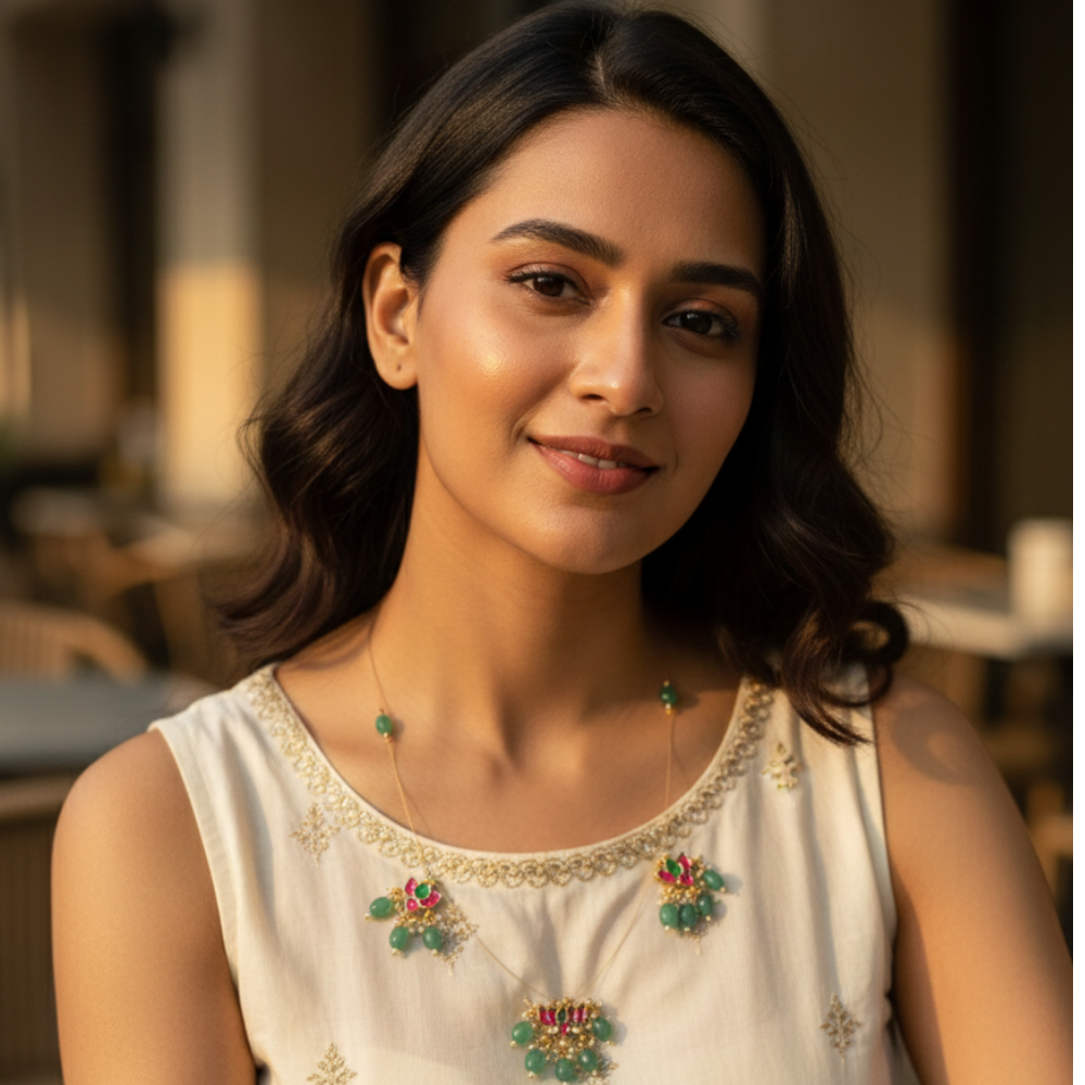 Zenshyn lotus jadau invisible chain - office wear