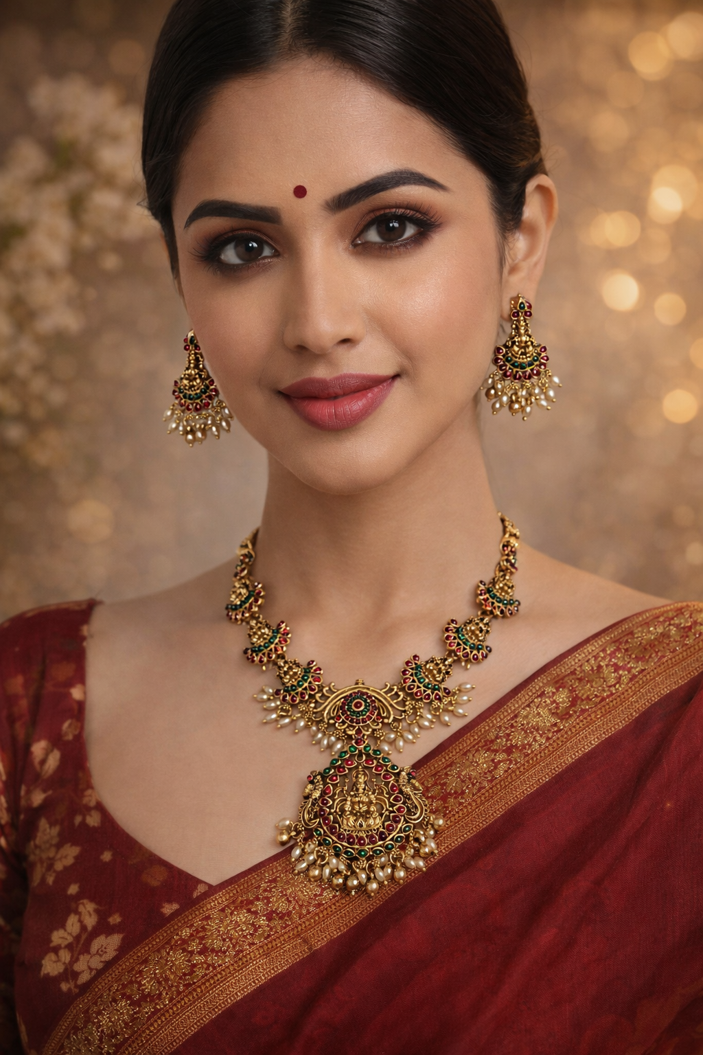 Zenshyn temple multicolour lakshmi necklace - occasion set