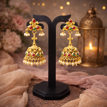 Zenshyn antique multicolour with pearl jhumkas - occasion wear