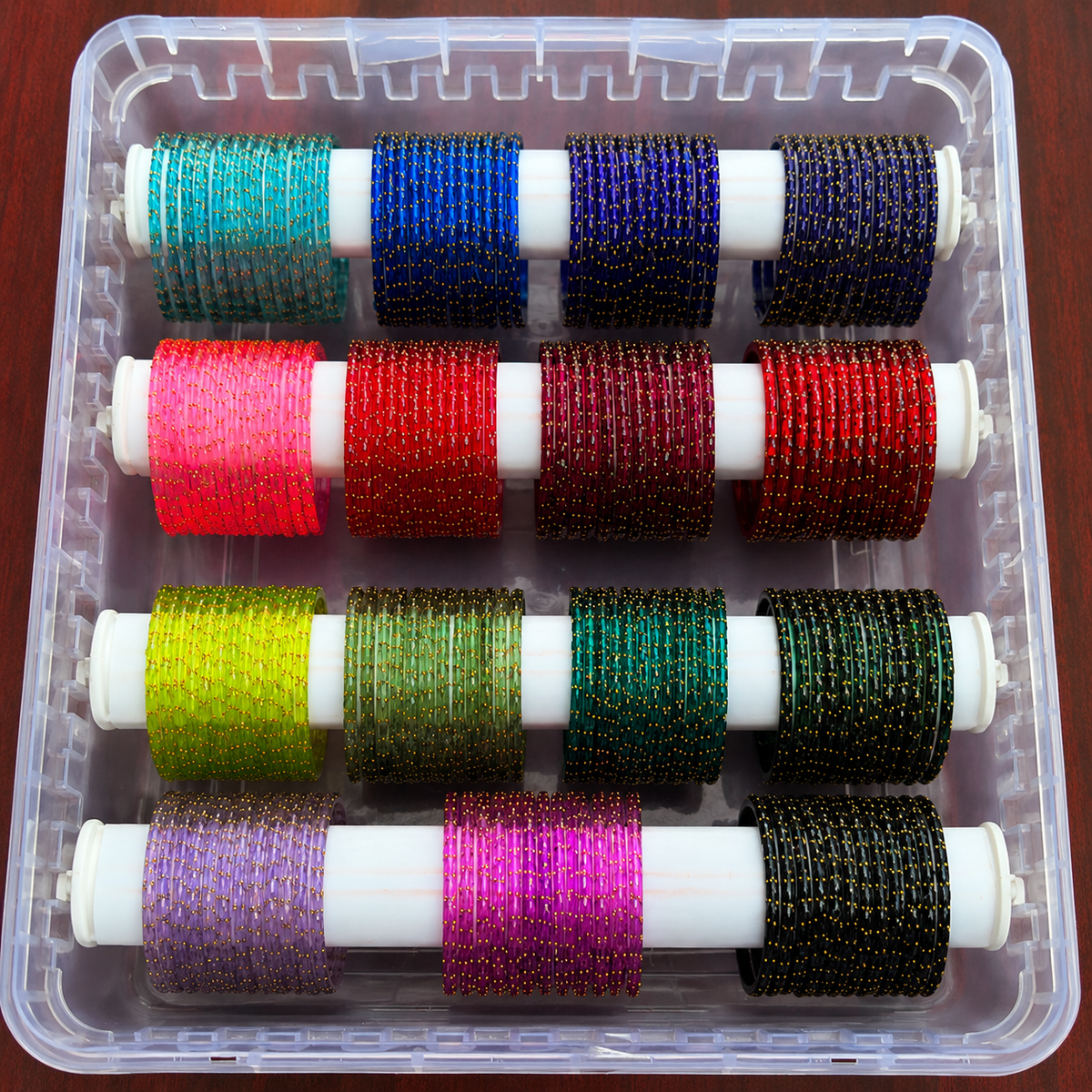 Double rod bangle box with Premium Raindrop Bangles