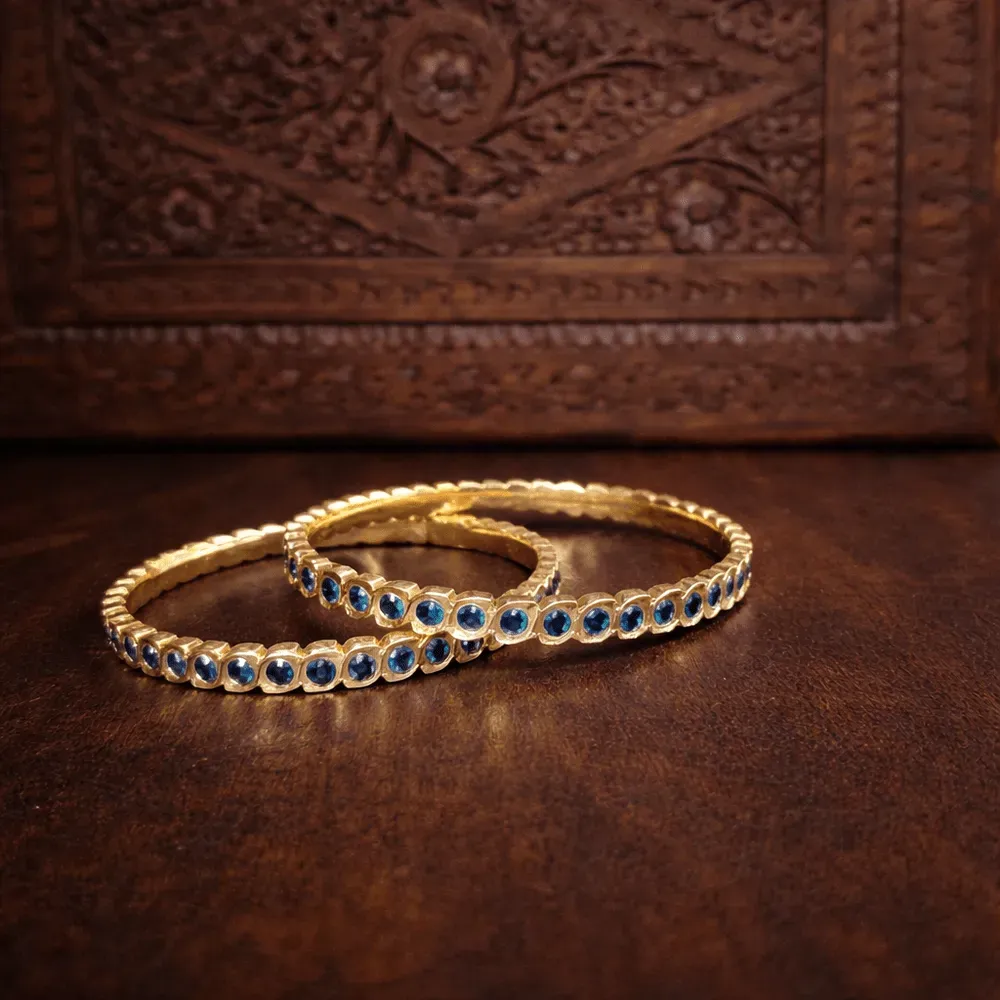 Premium Impon Dark Blue Cubic Zirconia Stone Bangle – Work to Event