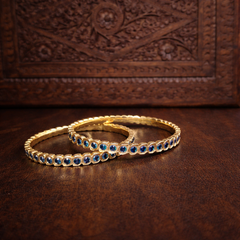 Premium Impon Dark Blue Cubic Zirconia Stone Bangle – Work to Event
