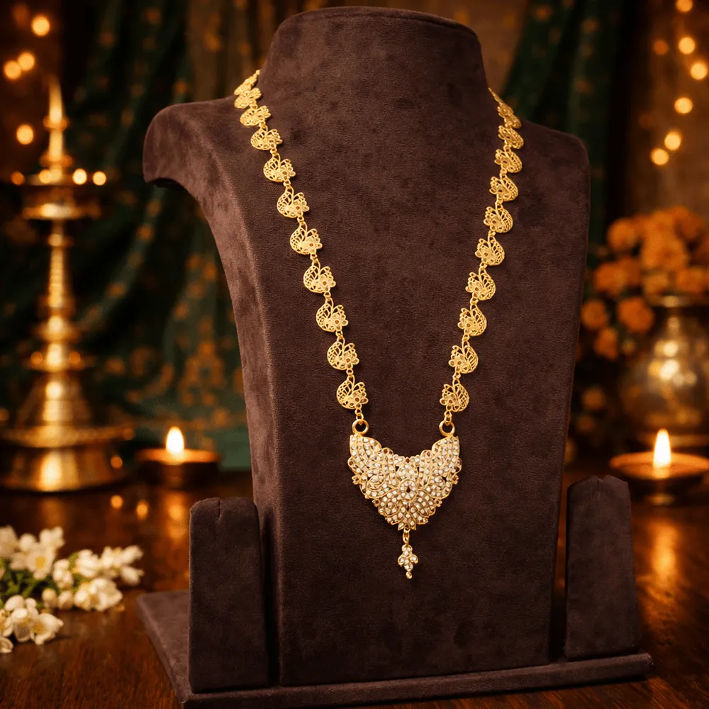 Vintage Impon cubic zirconia stone haram - Occasion wear