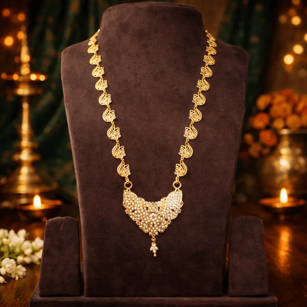 Vintage Impon cubic zirconia stone haram - Occasion wear