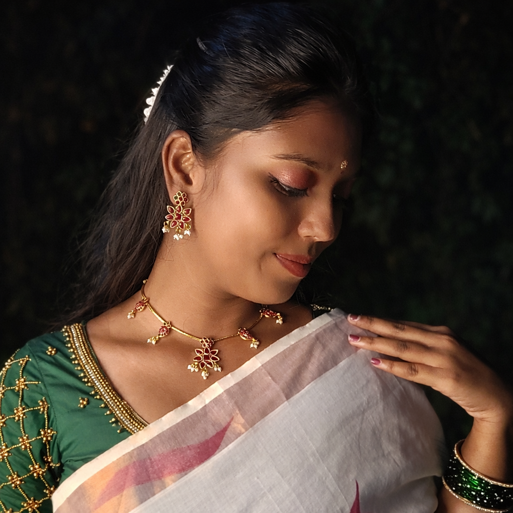 Zenshyn mudra red stone necklace - work to event jewellery