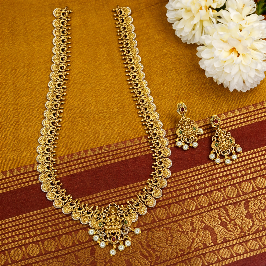 Zenshyn Temple with AD stone lakshmi haram - occasion set