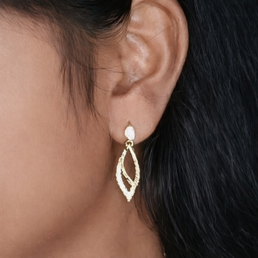 Premium impon AD white stone minimal earrings - Office wear