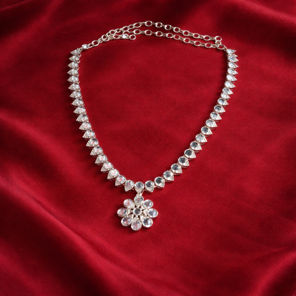 Premium impon cubic zirconia white pendant necklace - work to event