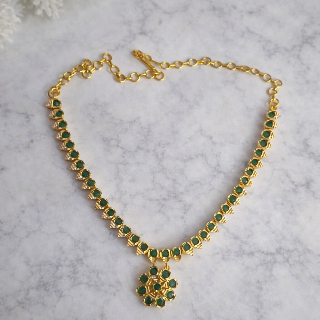Premium impon Emerald green pendant necklace - work to event