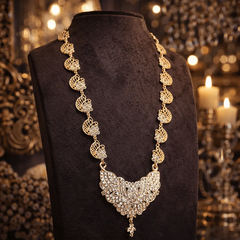 Vintage Impon cubic zirconia stone haram - Occasion wear