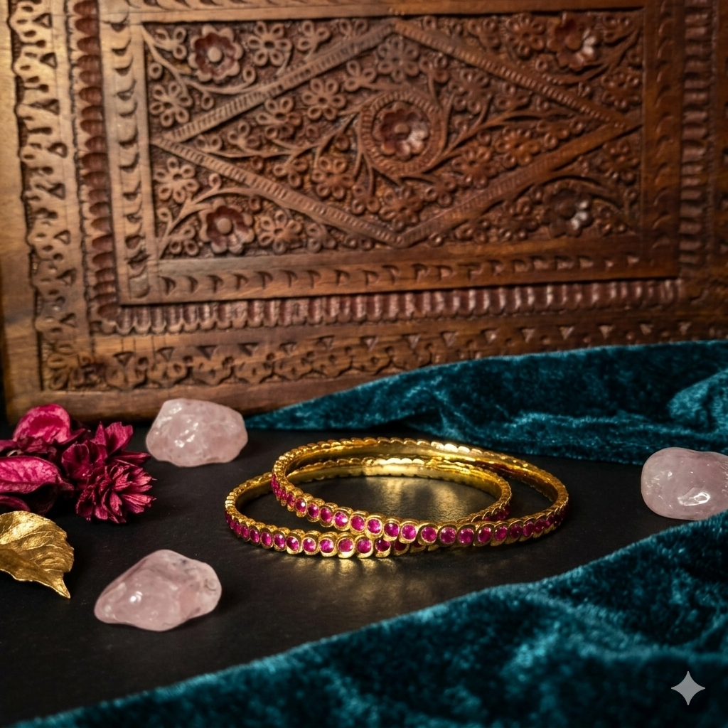 Premium Impon Ruby(dark pink) Bangles - work to event