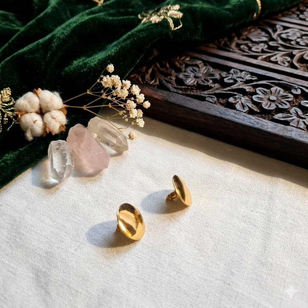 Premium impon CZ white stone and green stone earrings - office wear