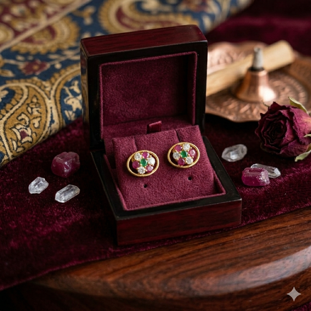 Premium Impon CZ White, Ruby & Pearl Drop Earrings Combo - Office wear