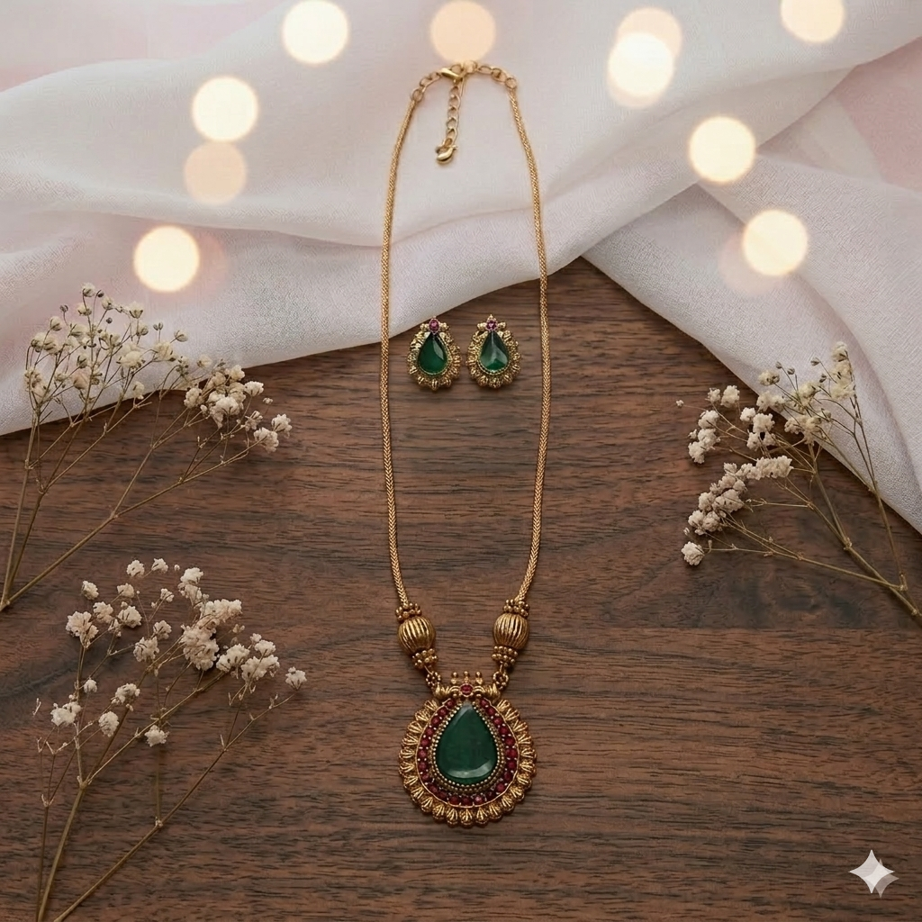 Anvi Green Palakka Minimal Chain – Office Wear