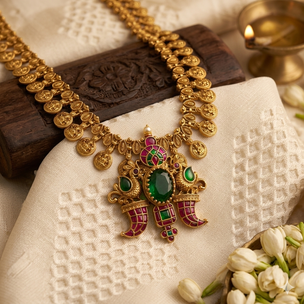 Zamindarani kasumala with Jadau pendant Haram - occasion wear