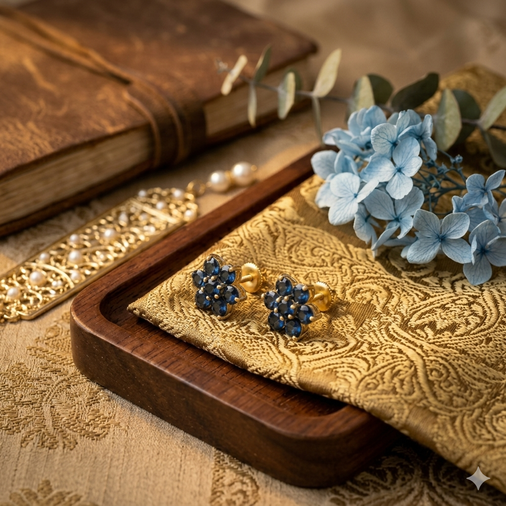 Premium Impon CZ White & Dark Blue Stone Earrings Combo- work to event