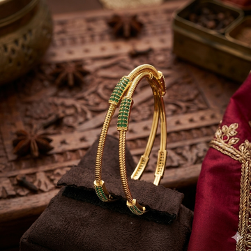 Premium Impon Dark Pink, Green and multicolor Ad stone Bangles(a pair of bangle) - Office wear