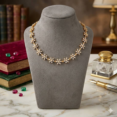 The Premium Impon AD white stone minimal necklace- work to event