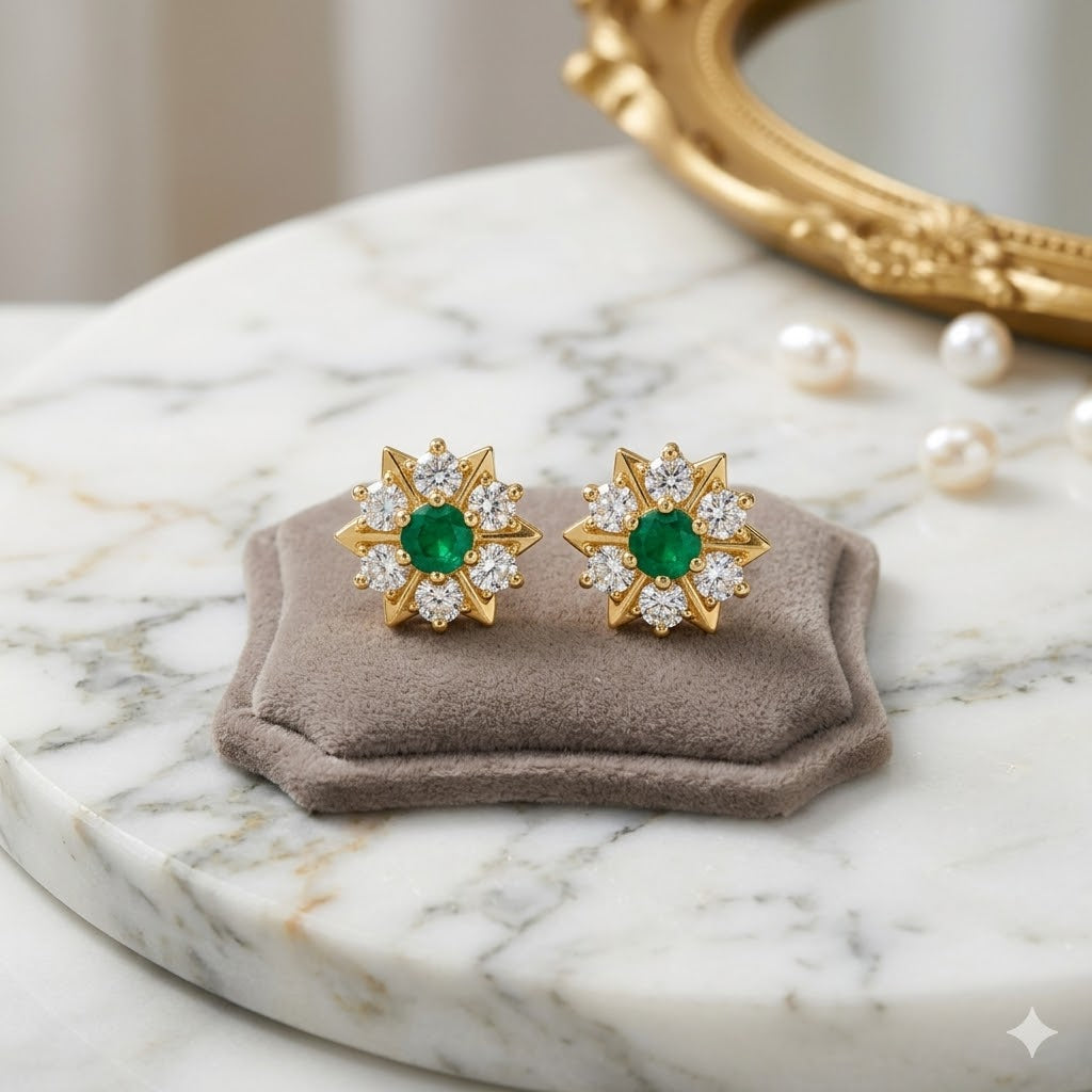 Premium Impon CZ White, Green & Ruby Stone Earrings Combo - work to event