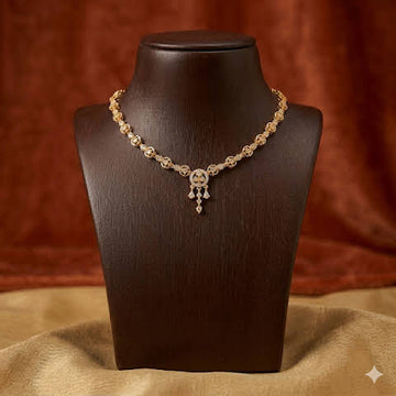 Premium impon CZ white stone minimal necklace- work to event