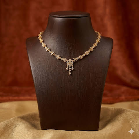 Premium impon CZ white stone minimal necklace- work to event