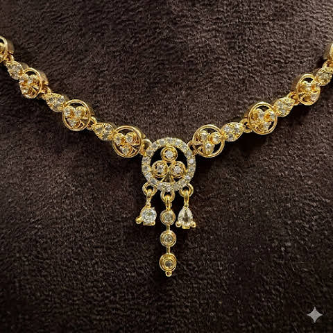 Premium impon CZ white stone minimal necklace- work to event