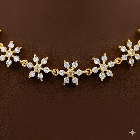 The Premium Impon AD white stone minimal necklace- work to event