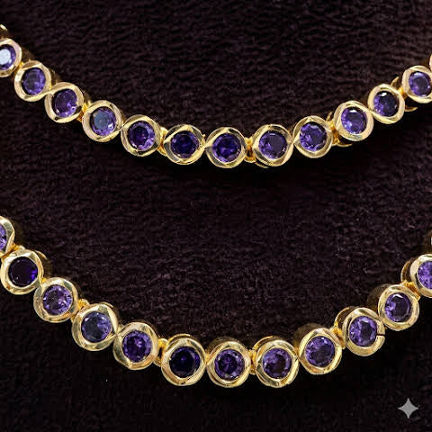 Premium impon Double layer CZ lavender stone necklace- occasion wear
