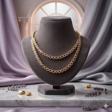 Premium impon Double layer CZ lavender stone necklace- occasion wear