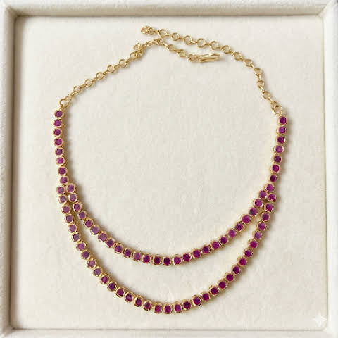 Premium impon Double layer Ruby stone necklace