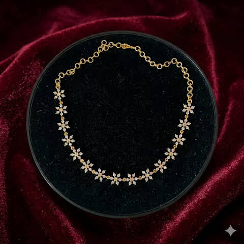 The Premium Impon AD white stone minimal necklace- work to event