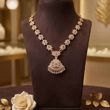 Premium impon CZ white stone mid-length necklace -occasion wear