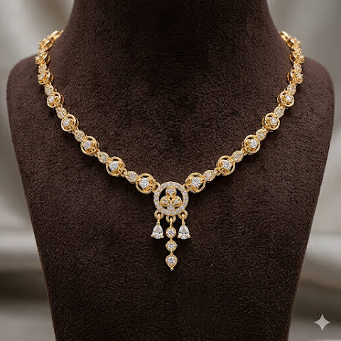 Premium impon CZ white stone minimal necklace- work to event