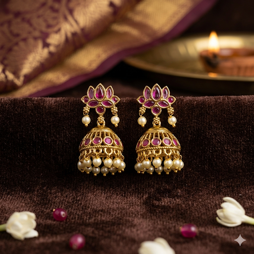 Premium Pink AD stone with pearl lotus HASLI Necklace - occasion wear