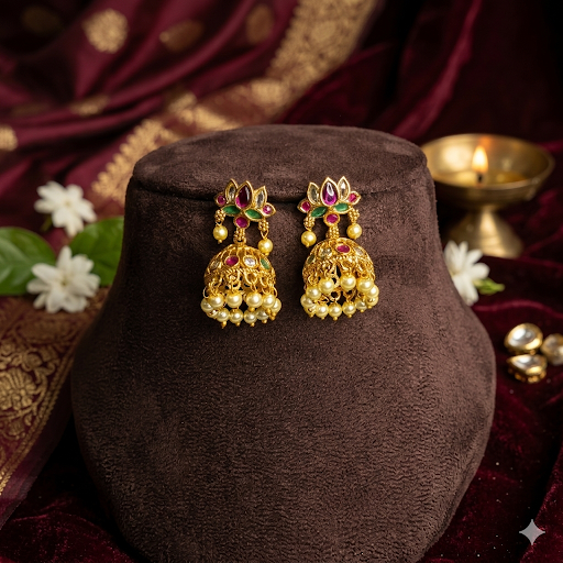 Premium multicolour AD stone with pearl lotus HASLI Necklace - occasion wear