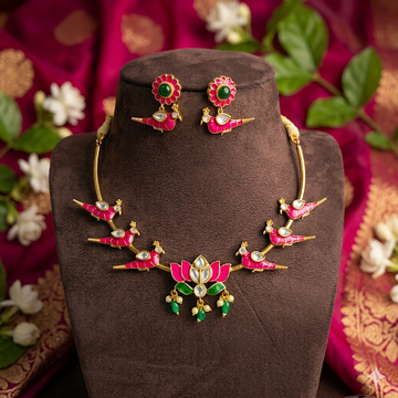 Premium pink parrot HASLI necklace  - occasion wear