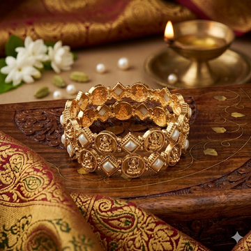 Premium antique with pearl Bangles ( a set of 2)