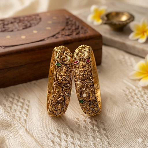 Premium Temple Kada Bangles( a set of 2)