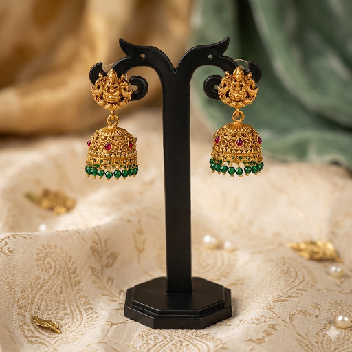 Premium green crytal pearl layering with Temple kemp pendant haram - occasion wear