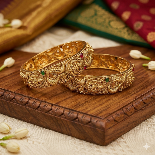 Premium Temple Kada Bangles( a set of 2)