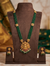 Premium green crytal pearl layering with Temple kemp pendant haram - occasion wear
