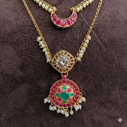 Premium modern version of Temple kemp stone pendant with double layer chain - work to event