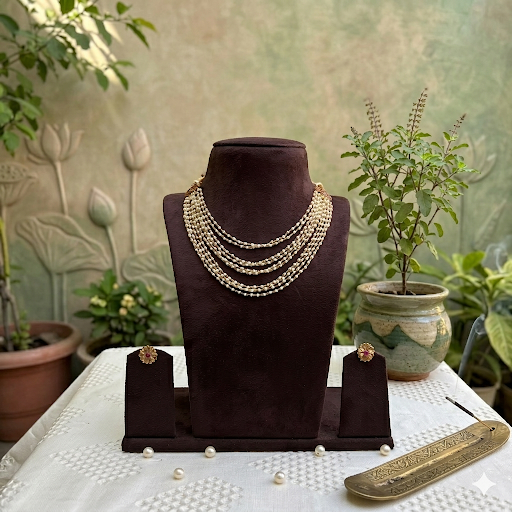 Premium viral rashmikas inspired pearl multilayer neck set - occasion wear