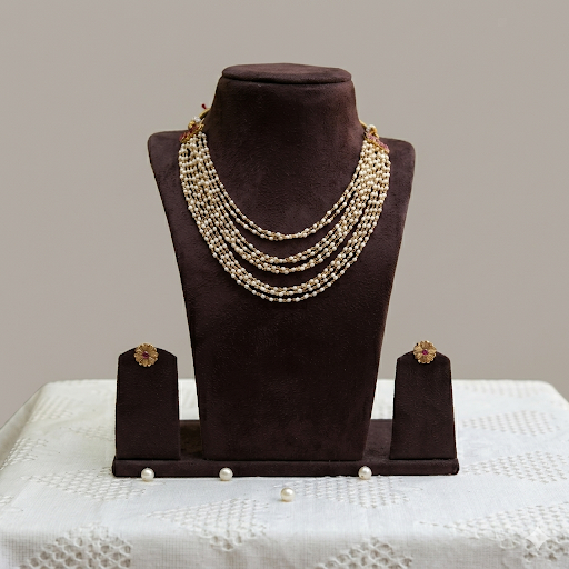 Premium viral rashmikas inspired pearl multilayer neck set - occasion wear