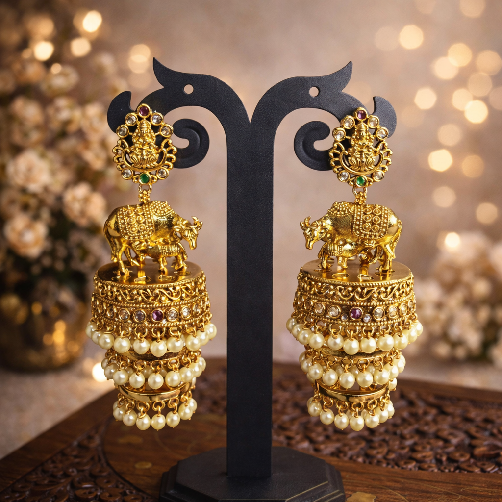 Premium Chettinadu komatha Triple layer Jhumkas